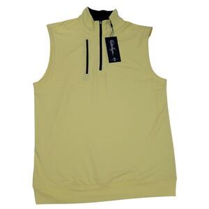 Walter Hagen 1/4 Zip Vest Mens Small Performance 11 All Season Yellow Zip Pocket